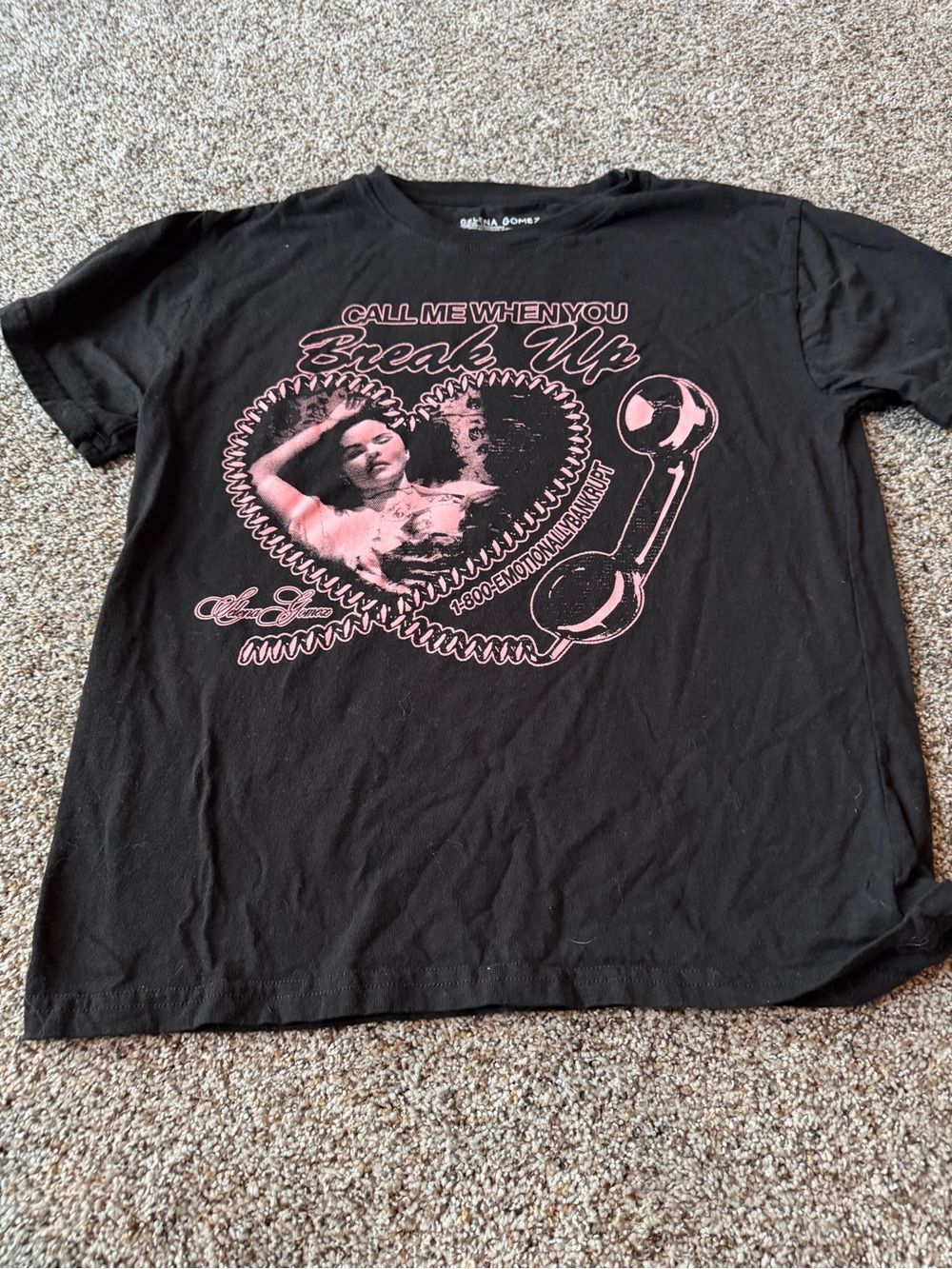 Selena Gomez Call Me When You Break Up Black Pink Graphic Band Tee Shirt L